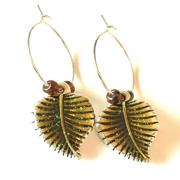 Leaf Earrings Fall Thanksgiving Autumn Tree Leaves Halloween Harvest Plated - Picture 6 of 9